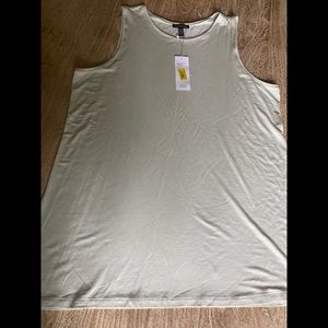 NWT Eileen Fisher Lightweight Viscose Jersey Crew Neck Long Tank in Mist Large